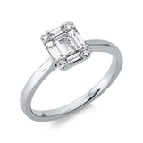 Ring 18 kt WG, 5 Bag. 0,48 ct, TW-si, 4 Brill. 0,08 ct, TW-si