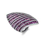 Ring 18 kt WG, Fassung schwarz rhodiniert, 300 Brill. 2,18 ct, TW-vsi, 195 Saphire 5,15 ct pink