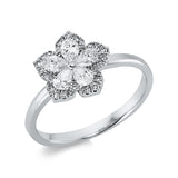 Ring 18 kt WG, 5 Tropfen 0,47 ct, TW-si, 25 Brill. 0,10 ct, TW-si