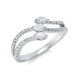 Ring 18 kt WG, 3 Nav. 0,27 ct, TW-si, 37 Brill. 0,25 ct, TW-si