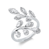 Ring 18 kt WG, 5 Nav. 0,51 ct, TW-si, 40 Brill. 0,22 ct, TW-si, 5 Tropfen 0,44 ct, TW-si