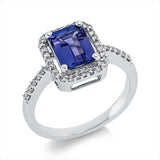 Ring 18 kt WG, 38 Brill. 0,22 ct, TW-si, 1 Tansanit 1,43 ct blau