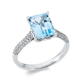 Ring 18 kt WG, 56 Dia. 0,22 ct, TW-si, 1 Topas 2,81 ct sky blue