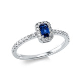 Ring 18 kt WG, 36 Brill. 0,23 ct, TW-si, 1 Saphir 0,35 ct blau