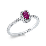 Ring 18 kt WG, 36 Brill. 0,22 ct, TW-si, 1 Rubin 0,33 ct rot