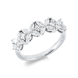 Ring 18 kt WG, 5 Tropfen 0,23 ct, TW-si, 16 Nav. 0,70 ct, TW-si