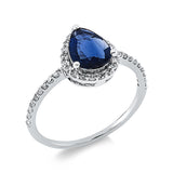 Ring 18 kt WG, 38 Brill. 0,22 ct, TW-si, 1 Saphir 0,91 ct blau