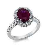 Ring 18 kt WG, 40 Brill. 0,90 ct, TW-si, 1 Rubin 1,94 ct rot