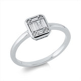 Ring 18 kt WG, 6 Bag. 0,21 ct, TW-si, 4 Brill. 0,02 ct, TW-si