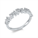 Ring 18 kt WG, 3 Oval 0,27 ct, TW-si, 5 Tropfen 0,43 ct, TW-si, 3 Sm.schliff 0,30 ct, TW-si