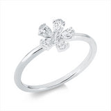 Ring 18 kt WG, 5 Tropfen 0,45 ct, TW-si, 1 Brill. 0,02 ct, TW-si