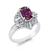 Ring 850 Pt Platin, 32 Fant-Schl. 0,59 ct, TW-si, 1 Rubin 1,42 ct rot