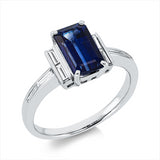 Ring 900 Pt Platin, 8 Bag. 0,30 ct, TW-si, 1 Saphir 2,65 ct blau