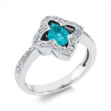 Ring 900 Pt Platin, 20 Brill. 0,36 ct, TW-si, 1 Turmalin 0,66 ct paraiba