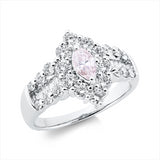 Ring 900 Pt Platin, 32 Fant-Schl. 1,20 ct, TW-si, 1 Nav. 0,30 ct, pink