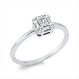 Ring 18 kt WG, 4 Bag. 0,16 ct, TW-si, 1 Princ. 0,11 ct, TW-si, 4 Brill. 0,06 ct, TW-si