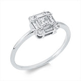 Ring 18 kt WG, 4 Bag. 0,24 ct, TW-si, 1 Princ. 0,17 ct, TW-si, 4 Brill. 0,10 ct, TW-si