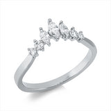 Ring 18 kt WG, 3 Nav. 0,19 ct, TW-si, 4 Brill. 0,14 ct, TW-si