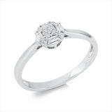 Ring 18 kt WG, 4 Brill. 0,04 ct, TW-si, 4 Bag. 0,08 ct, TW, 5 Brill. 0,03 ct, TW-si