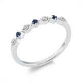 Ring 18 kt WG, 4 Brill. 0,11 ct, TW-si, 3 Saphire 0,06 ct blau