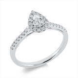 Ring 18 kt WG, 3 Brill. 0,03 ct, TW-si, 1 Tropfen 0,07 ct, TW-si, 24 Brill. 0,17 ct, TW-si