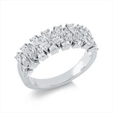 Ring 18 kt WG, 7 Nav. 0,59 ct, TW-si, 16 Tropfen 0,88 ct, TW-si