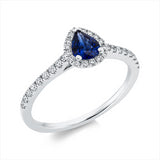 Ring 18 kt WG, 34 Brill. 0,24 ct, TW-si, 1 Saphir 0,48 ct blau