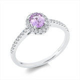 Ring 18 kt WG, 32 Brill. 0,22 ct, TW-si, 1 Saphir 0,55 ct pink