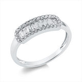 Ring 18 kt WG, 9 Bag. 0,32 ct, TW-vsi, 28 Brill. 0,19 ct, TW-si