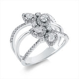 Ring 18 kt WG, 4 Tropfen 0,24 ct, TW-vsi, 105 Brill. 0,38 ct, TW-si