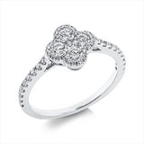 Ring 18 kt WG, 4 Brill. 0,35 ct, TW-si, 1 Princ. 0,04 ct, TW-si, 46 Brill. 0,24 ct, TW-si