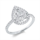 Ring 18 kt WG, 4 Princ. 0,12 ct, TW-si, 45 Brill. 0,75 ct, TW-si