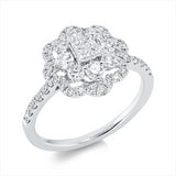 Ring 18 kt WG, 4 Princ. 0,12 ct, TW-si, 44 Brill. 0,79 ct, TW-si