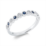 Ring 18 kt WG, 6 Brill. 0,16 ct, TW-si, 5 Saphire 0,14 ct blau