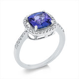 Ring 18 kt WG, 38 Brill. 0,22 ct, TW-si, 1 Tansanit 2,03 ct blau