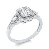 Ring 18 kt WG, 7 Bag. 0,37 ct, TW-si, 52 Brill. 0,26 ct, TW-si