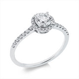 Ring 18 kt WG, 4 Brill. 0,04 ct, TW-si, 1 Brill. 0,64 ct, TW-si, 28 Brill. 0,12 ct, TW-si