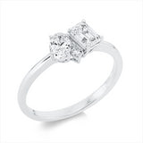 Ring 18 kt WG, GIA5483784992, 1 Oval 0,30 ct, TW-si, 1 Sm.schliff 0,50 ct, TW-si, 1 Brill. 0,03 ct, TW-si