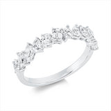 Ring 18 kt WG, 3 Oval 0,28 ct,3 Nav. 0,22 ct,3 Sm.schliff 0,40 ct,3 Tropfen 0,26 ct, TW-si