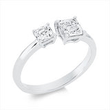 Ring 18 kt WG, GIA6475557208, 1 Assher 0,73 ct, F-si, 1 Assher 0,31 ct, TW-si