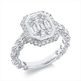 Ring 18 kt WG, 9 Dia. 1,01 ct, TW-vsi, 180 Brill. 1,83 ct, TW-vsi