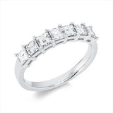 Ring 18 kt WG, 7 Assher 1,29 ct, F-vsi