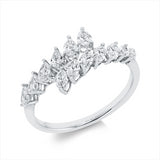 Ring 18 kt WG, 6 Tropfen 0,43 ct, TW-vsi, 7 Nav. 0,56 ct, TW-vsi