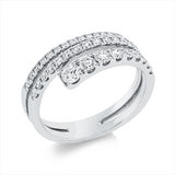 Ring 18 kt WG, 3 Brill. 0,18 ct, I-pi, 1 Brill. 0,13 ct, I-pi, 36 Brill. 0,44 ct, I-pi