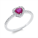 Ring 18 kt WG, 30 Brill. 0,24 ct, TW-si, 1 Rubin 0,53 ct rot