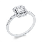 Ring 18 kt WG, 5 Bag. 0,25 ct, F-vsi, 30 Brill. 0,28 ct, F-vsi/si