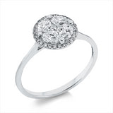 Ring 18 kt WG, 4 Nav. 0,48 ct, TW-si, 1 Princ. 0,14 ct, TW-si, 26 Brill. 0,08 ct, TW-si