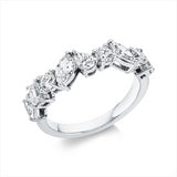 Ring 18 kt WG, 3 Tropfen 0,45 ct, 2 Nav. 0,40 ct,1 Sm.schliff 0,20 ct, 3 Brill. 0,41 ct, TW-si