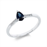 Ring 18 kt WG, 4 Brill. 0,02 ct, TW-si, 6 Brill. 0,02 ct, TW-si, 1 Saphir 0,48 ct blau