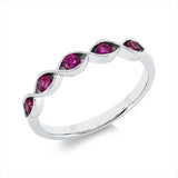 Ring 18 kt WG, 5 Rubine 0,38 ct rot